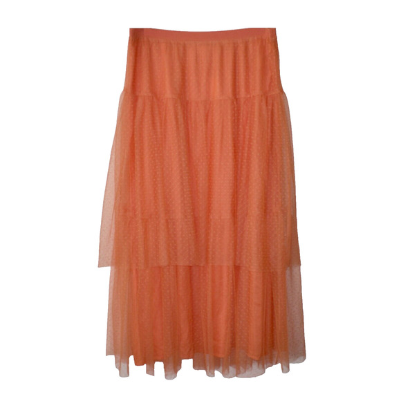 Anthropologie Dresses & Skirts - A8 NWT ANTHROPOLOGIE Evelyn Orange Mesh/Tulle Layered Long Skirt Size XL $148
